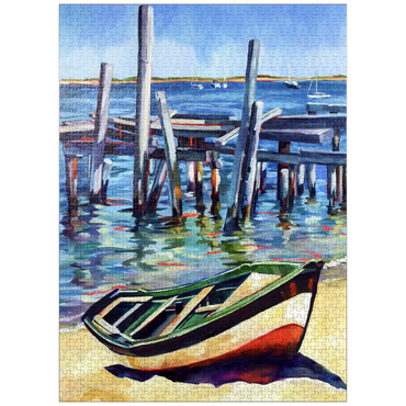 puzzleplate Rustic Rowboat on Tranquil Shore 1000 Jigsaw Puzzle