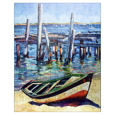 puzzleplate Rustic Rowboat on Tranquil Shore 100 Jigsaw Puzzle