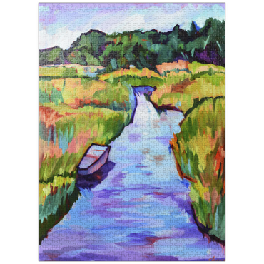 puzzleplate Vibrant River Landscape with Boat 1000 Jigsaw Puzzle