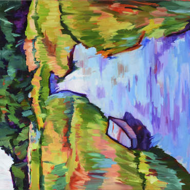 Vibrant River Landscape with Boat 1000 Jigsaw Puzzle 3D Modell