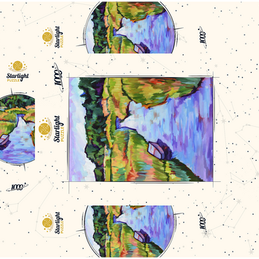 Vibrant River Landscape with Boat 1000 Jigsaw Puzzle box 3D Modell