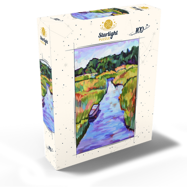 Vibrant River Landscape with Boat 100 Jigsaw Puzzle box view2