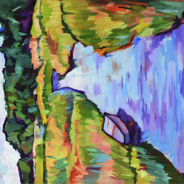 Vibrant River Landscape with Boat 100 Jigsaw Puzzle 3D Modell