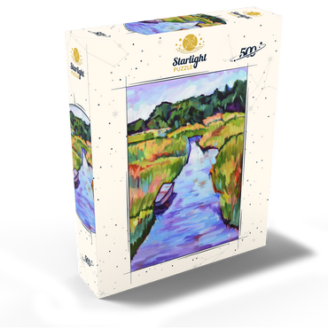 Vibrant River Landscape with Boat 500 Jigsaw Puzzle box view2