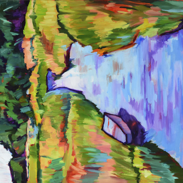 Vibrant River Landscape with Boat 500 Jigsaw Puzzle 3D Modell