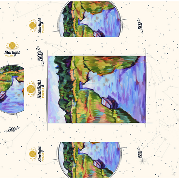 Vibrant River Landscape with Boat 500 Jigsaw Puzzle box 3D Modell