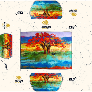 Autumn Tree in Vibrant Landscape 1000 Jigsaw Puzzle box 3D Modell