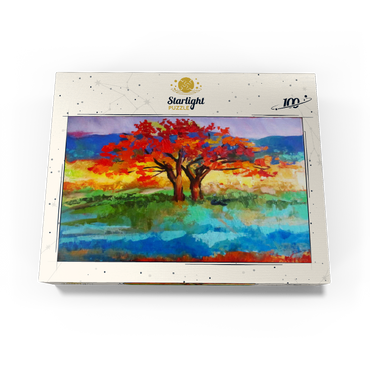 Autumn Tree in Vibrant Landscape 100 Jigsaw Puzzle box view3