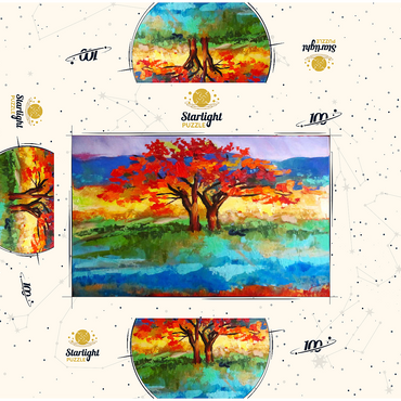 Autumn Tree in Vibrant Landscape 100 Jigsaw Puzzle box 3D Modell