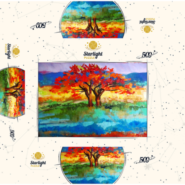 Autumn Tree in Vibrant Landscape 500 Jigsaw Puzzle box 3D Modell