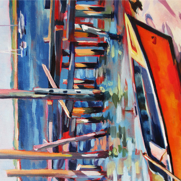 Vibrant Dockside with Orange Rowboat 1000 Jigsaw Puzzle 3D Modell