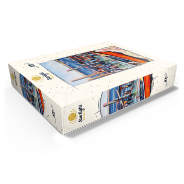 Vibrant Dockside with Orange Rowboat 100 Jigsaw Puzzle box view1