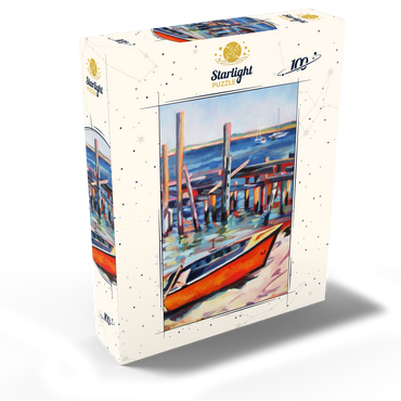 Vibrant Dockside with Orange Rowboat 100 Jigsaw Puzzle box view2