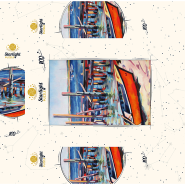Vibrant Dockside with Orange Rowboat 100 Jigsaw Puzzle box 3D Modell
