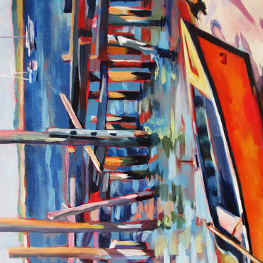 Vibrant Dockside with Orange Rowboat 500 Jigsaw Puzzle 3D Modell