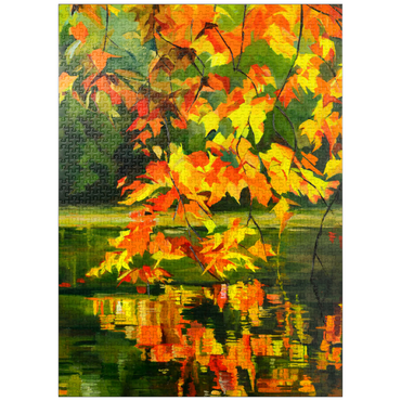 puzzleplate Autumn Leaves Reflecting on Tranquil Water 1000 Jigsaw Puzzle