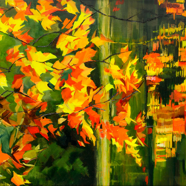 Autumn Leaves Reflecting on Tranquil Water 1000 Jigsaw Puzzle 3D Modell