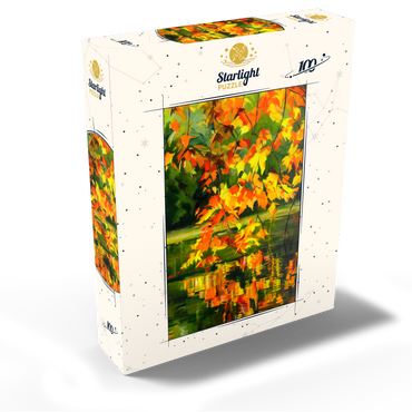 Autumn Leaves Reflecting on Tranquil Water 100 Jigsaw Puzzle box view2