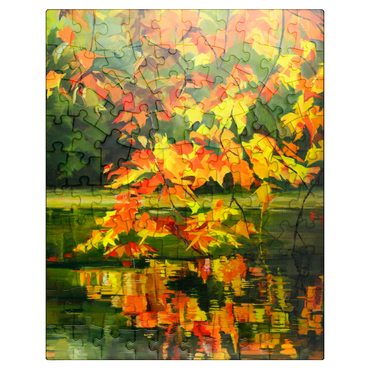 puzzleplate Autumn Leaves Reflecting on Tranquil Water 100 Jigsaw Puzzle