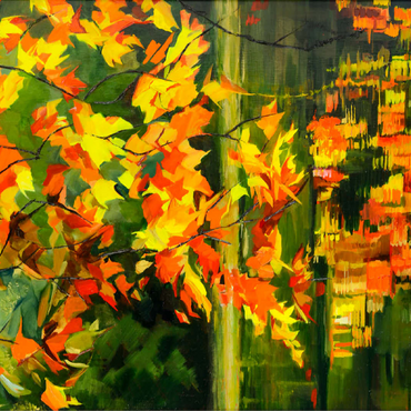 Autumn Leaves Reflecting on Tranquil Water 100 Jigsaw Puzzle 3D Modell