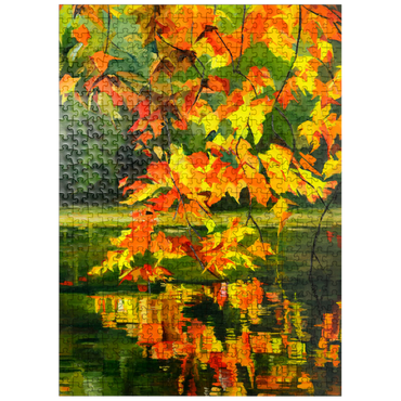 puzzleplate Autumn Leaves Reflecting on Tranquil Water 500 Jigsaw Puzzle