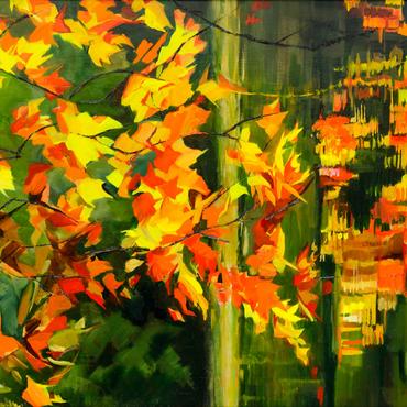 Autumn Leaves Reflecting on Tranquil Water 500 Jigsaw Puzzle 3D Modell