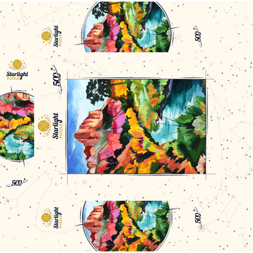 Vibrant Canyon Landscape with River 500 Jigsaw Puzzle box 3D Modell