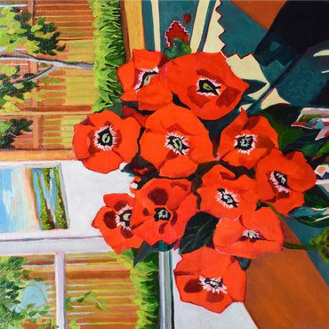 Bold Red Poppies in Sunlit Room 1000 Jigsaw Puzzle 3D Modell