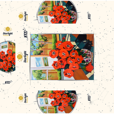 Bold Red Poppies in Sunlit Room 1000 Jigsaw Puzzle box 3D Modell