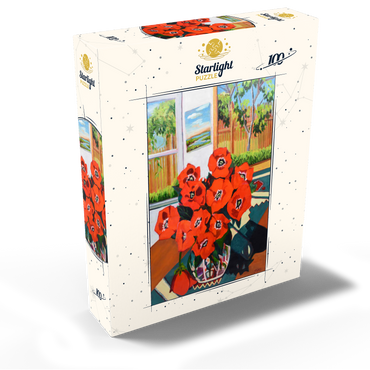Bold Red Poppies in Sunlit Room 100 Jigsaw Puzzle box view2