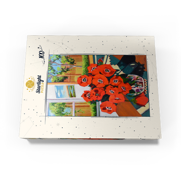 Bold Red Poppies in Sunlit Room 100 Jigsaw Puzzle box view3