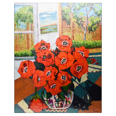 puzzleplate Bold Red Poppies in Sunlit Room 100 Jigsaw Puzzle