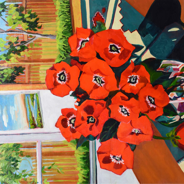 Bold Red Poppies in Sunlit Room 100 Jigsaw Puzzle 3D Modell