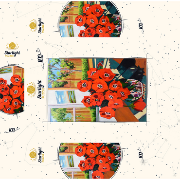 Bold Red Poppies in Sunlit Room 100 Jigsaw Puzzle box 3D Modell