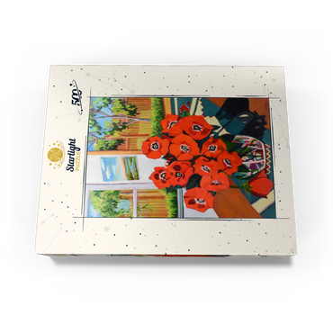 Bold Red Poppies in Sunlit Room 500 Jigsaw Puzzle box view3