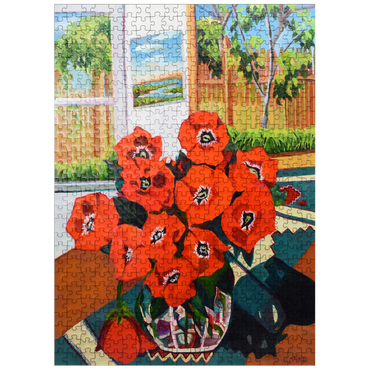 puzzleplate Bold Red Poppies in Sunlit Room 500 Jigsaw Puzzle