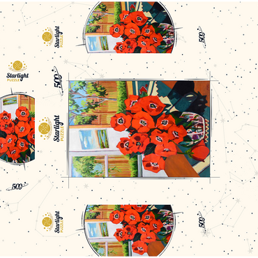Bold Red Poppies in Sunlit Room 500 Jigsaw Puzzle box 3D Modell