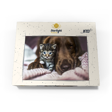 Kitten and Dog Resting Together 1000 Jigsaw Puzzle box view3
