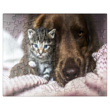puzzleplate Kitten and Dog Resting Together 100 Jigsaw Puzzle
