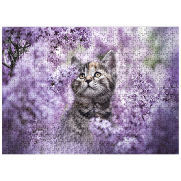 puzzleplate Kitten Among Blooming Lilac Flowers 500 Jigsaw Puzzle