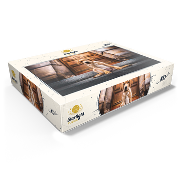 Golden Labrador Puppy on Stone Steps 100 Jigsaw Puzzle box view1