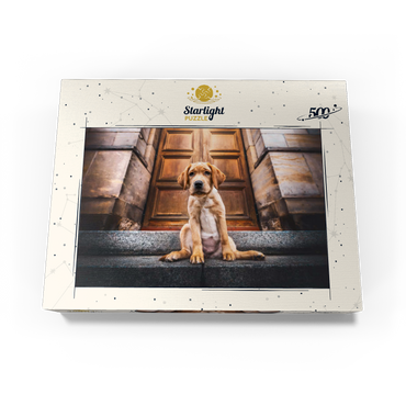 Golden Labrador Puppy on Stone Steps 500 Jigsaw Puzzle box view3