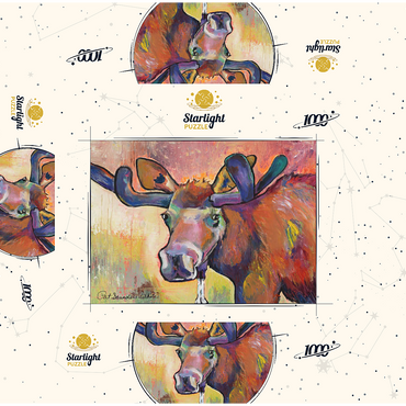 Colorful Moose Portrait in Abstract Style 1000 Jigsaw Puzzle box 3D Modell