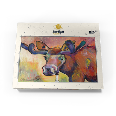 Colorful Moose Portrait in Abstract Style 100 Jigsaw Puzzle box view3