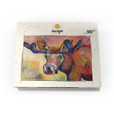 Colorful Moose Portrait in Abstract Style 500 Jigsaw Puzzle box view3