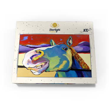 Whimsical Horse Portrait in Bold Colors 100 Jigsaw Puzzle box view3