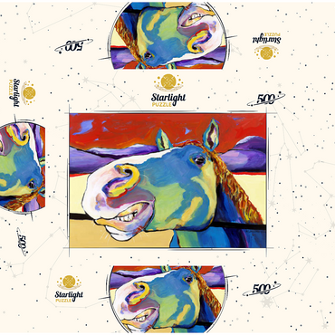 Whimsical Horse Portrait in Bold Colors 500 Jigsaw Puzzle box 3D Modell
