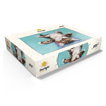 Relaxed Kitten on Turquoise Background 1000 Jigsaw Puzzle box view1