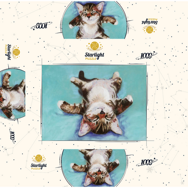 Relaxed Kitten on Turquoise Background 1000 Jigsaw Puzzle box 3D Modell