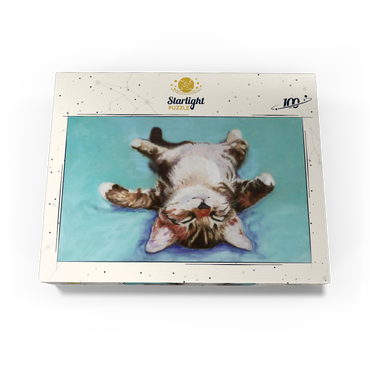 Relaxed Kitten on Turquoise Background 100 Jigsaw Puzzle box view3